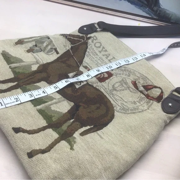 Equestrian Tapestry Neutral Tote Handbag Unique zip top - Picture 3 of 10